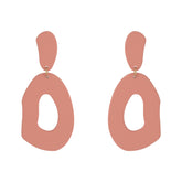 Peach oval drop earrings with loop design.